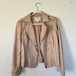 Hinge Pale Pink Real Leather Moto Jacket